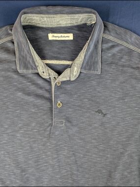 Tommy Bahama Blue Polo Shirt Men's Short Sleeve Button Embroidered